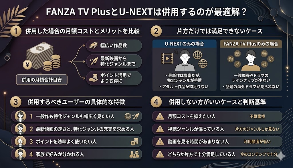 FANZA TV PlusとU-NEXTは併用するのが最適解なのかを徹底検証