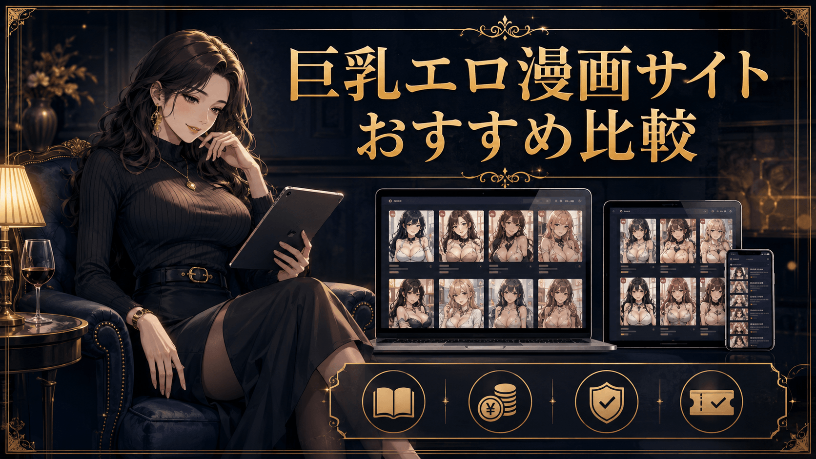 巨乳エロ漫画サイトを同人・商業漫画・読み放題で比較したイメージ