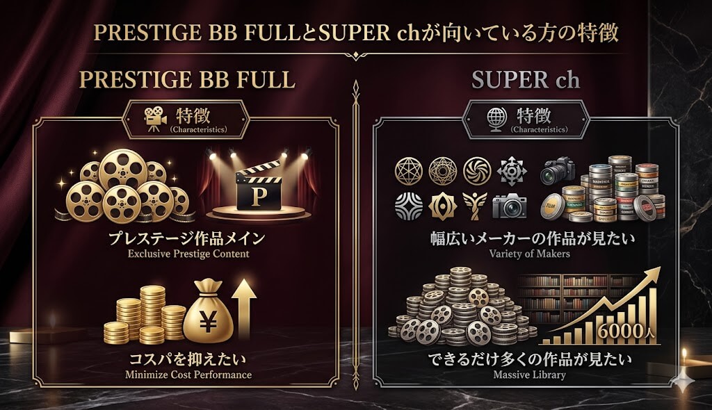 PRESTIGE BB FULLとSUPER chが向いている方の特徴