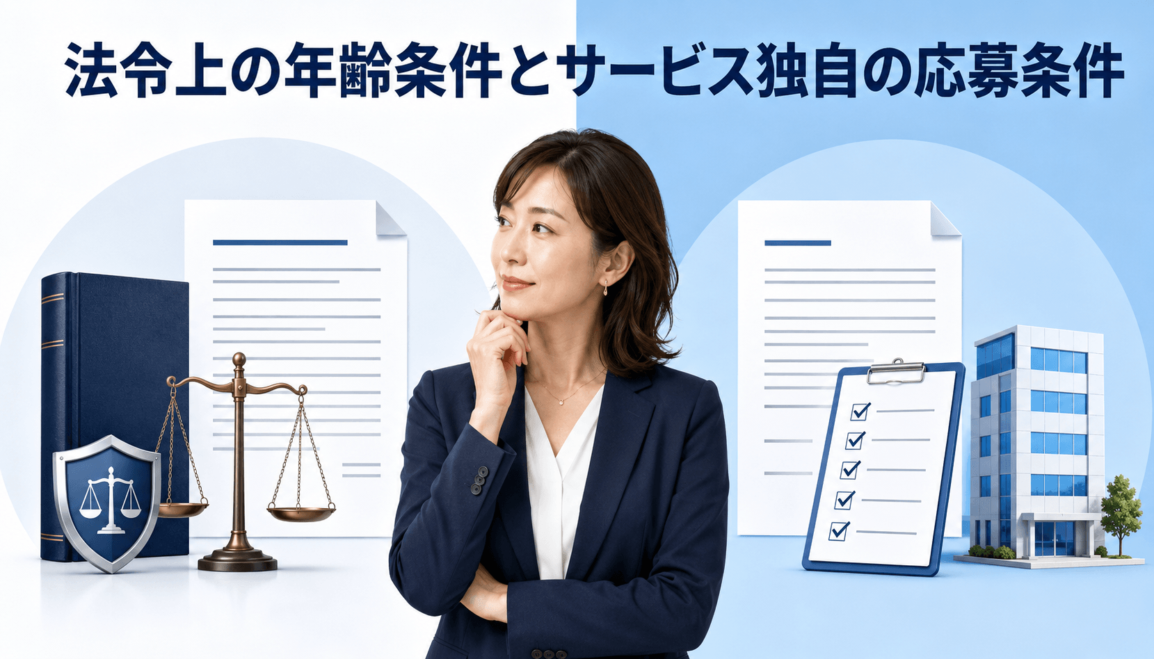 法令上の年齢条件とサービス独自の応募条件を比較する成人女性