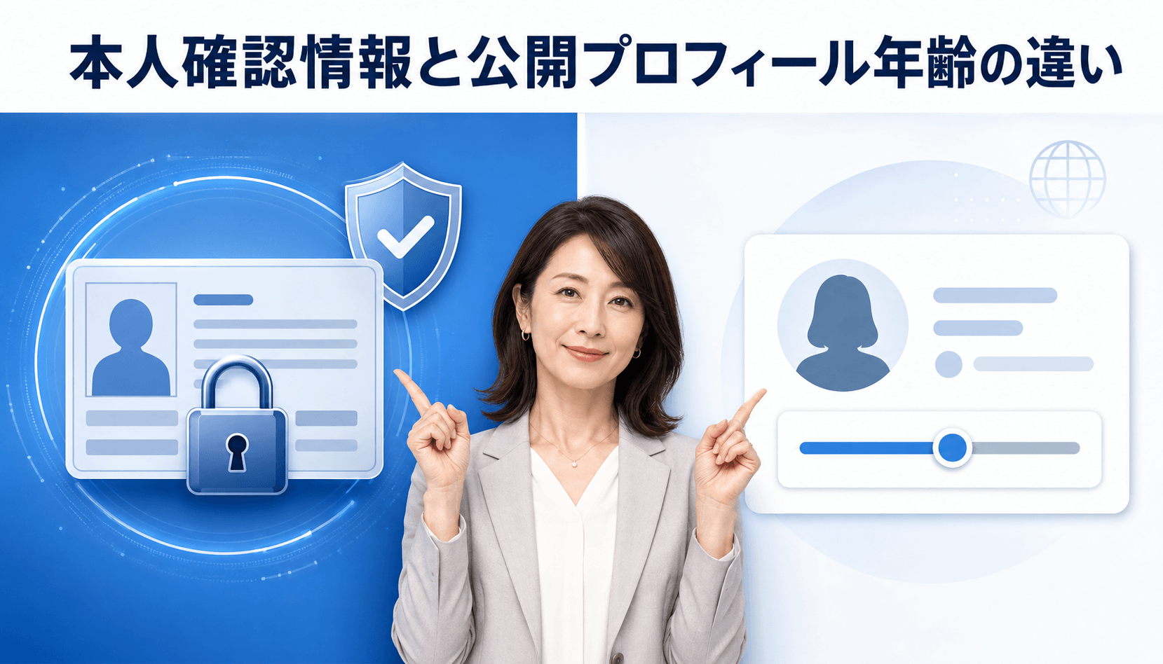 本人確認情報と公開プロフィール年齢の違いを示す成人女性