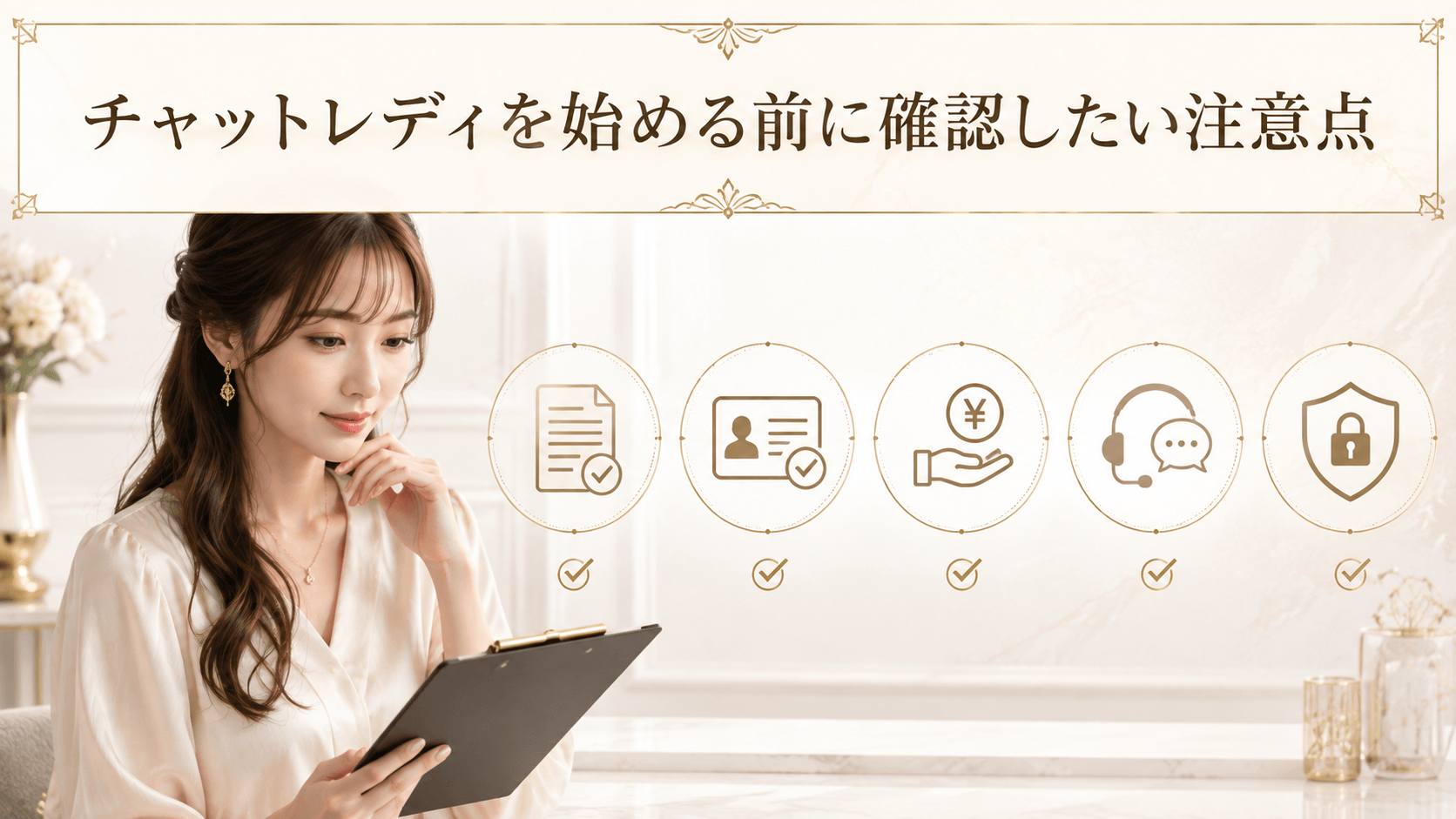 チャットレディを始める前に契約や本人確認などを確認するイメージ