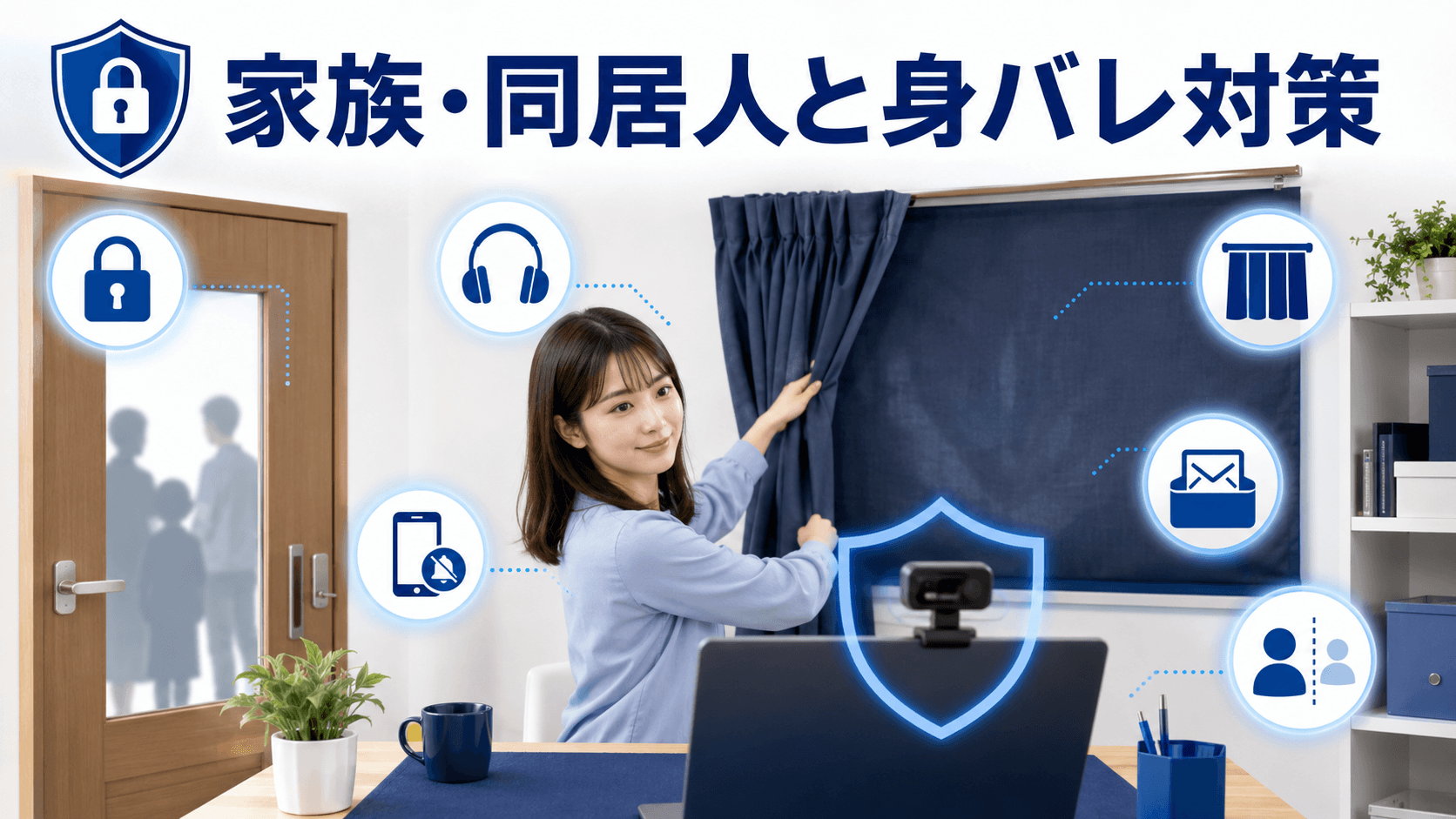 カーテンや通知設定などで家族や男性会員への身バレを対策する女性