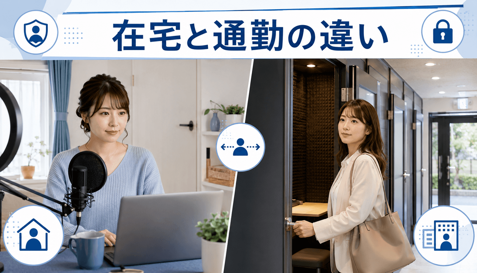 在宅配信と通勤型チャットルームの身バレ経路を比較したイメージ