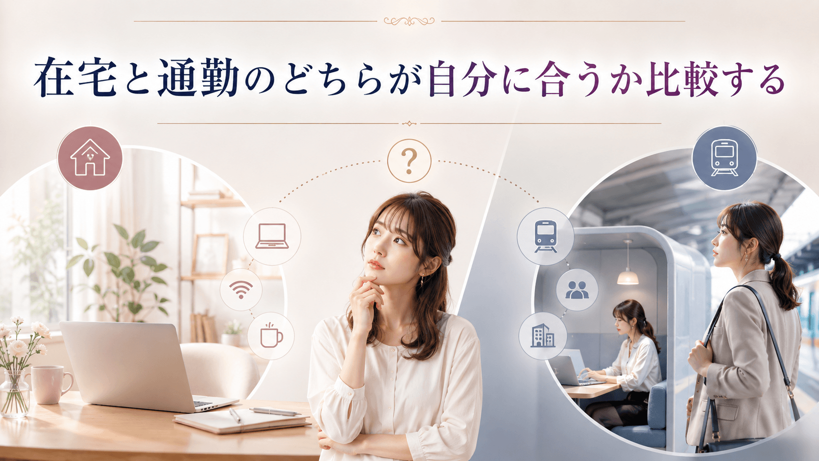 在宅チャットレディと通勤チャットレディの働き方を比較するイメージ