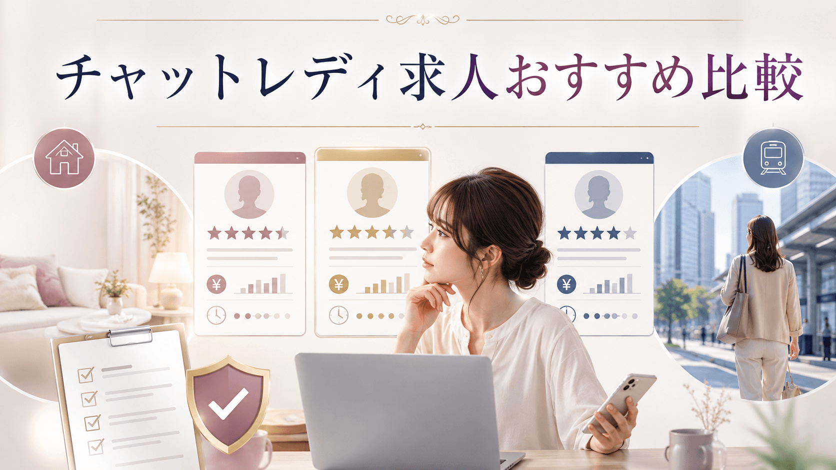 チャットレディ求人おすすめ比較を在宅・通勤・報酬・安全性から検討するイメージ