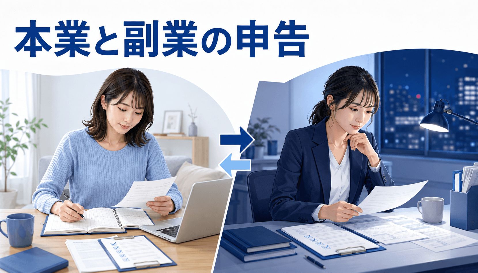 本業と副業で異なる確定申告の条件を確認する女性