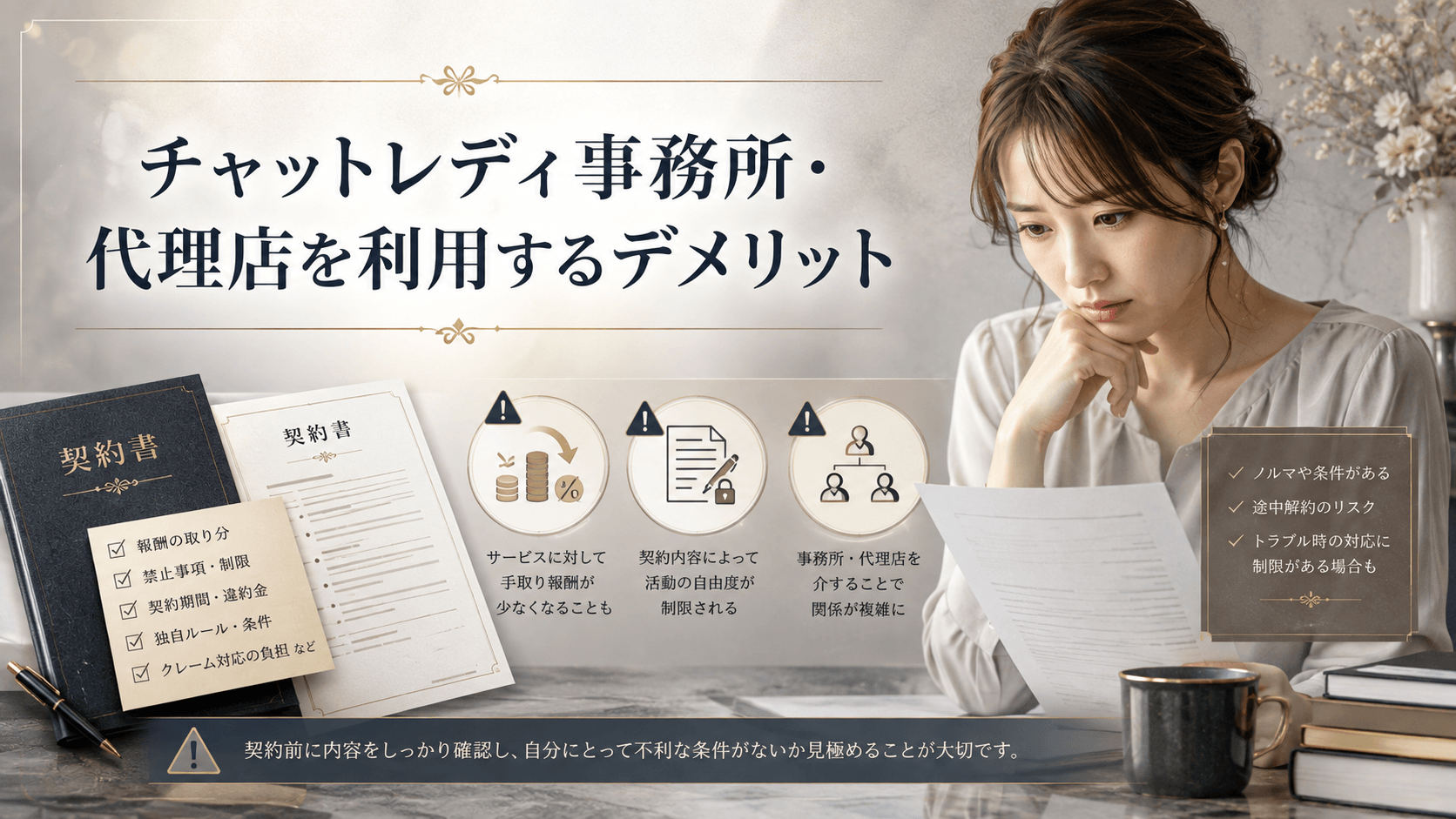 チャットレディ事務所・代理店を利用するデメリットと契約上の注意点