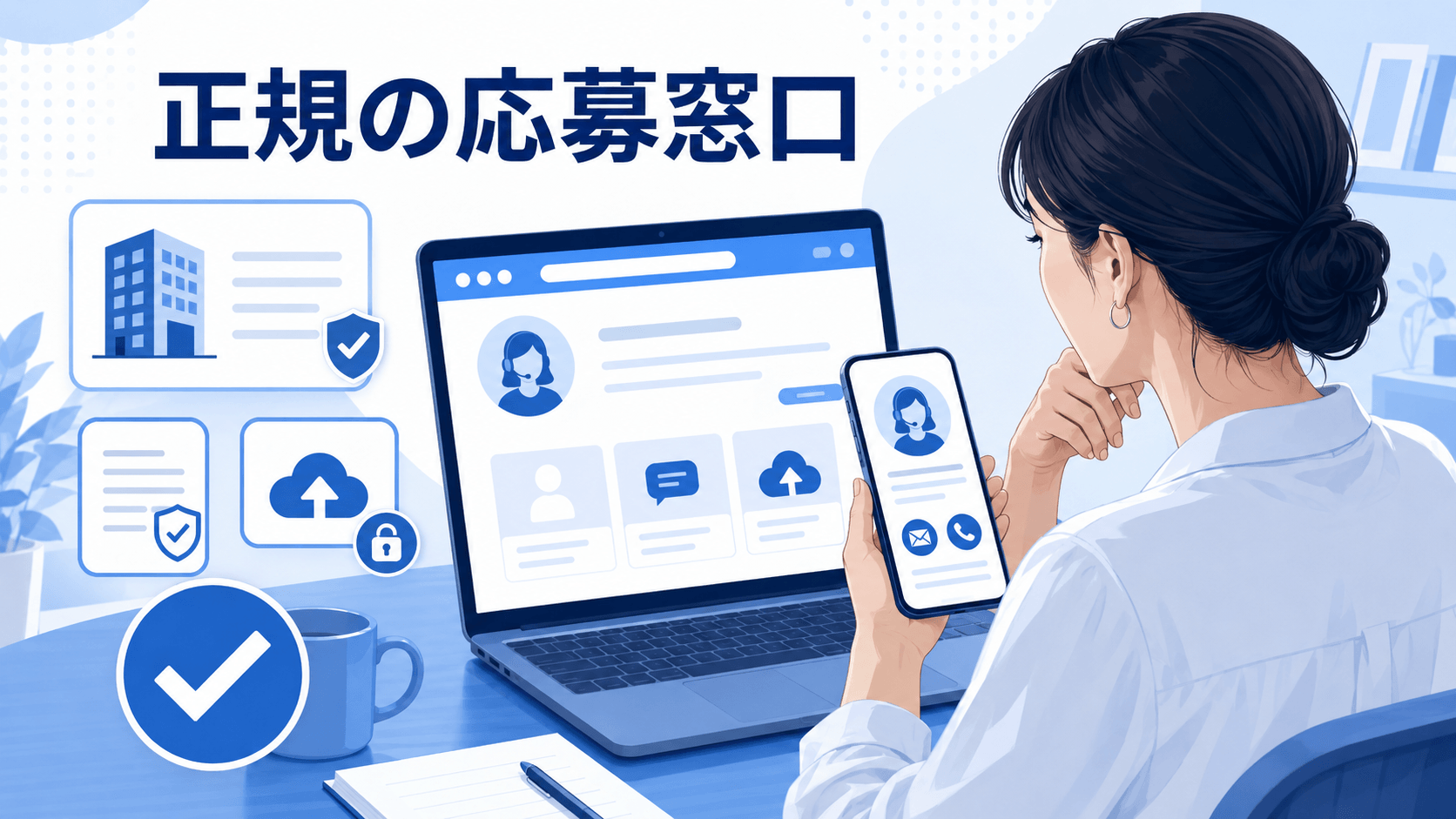 運営会社や本人確認書類の提出先から正規の応募窓口を確認する成人女性