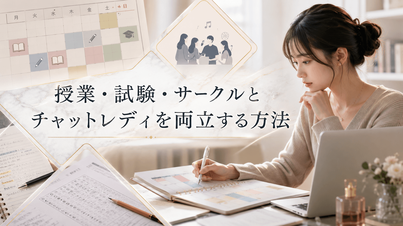 授業・試験・サークルとチャットレディを両立する学生のスケジュール管理