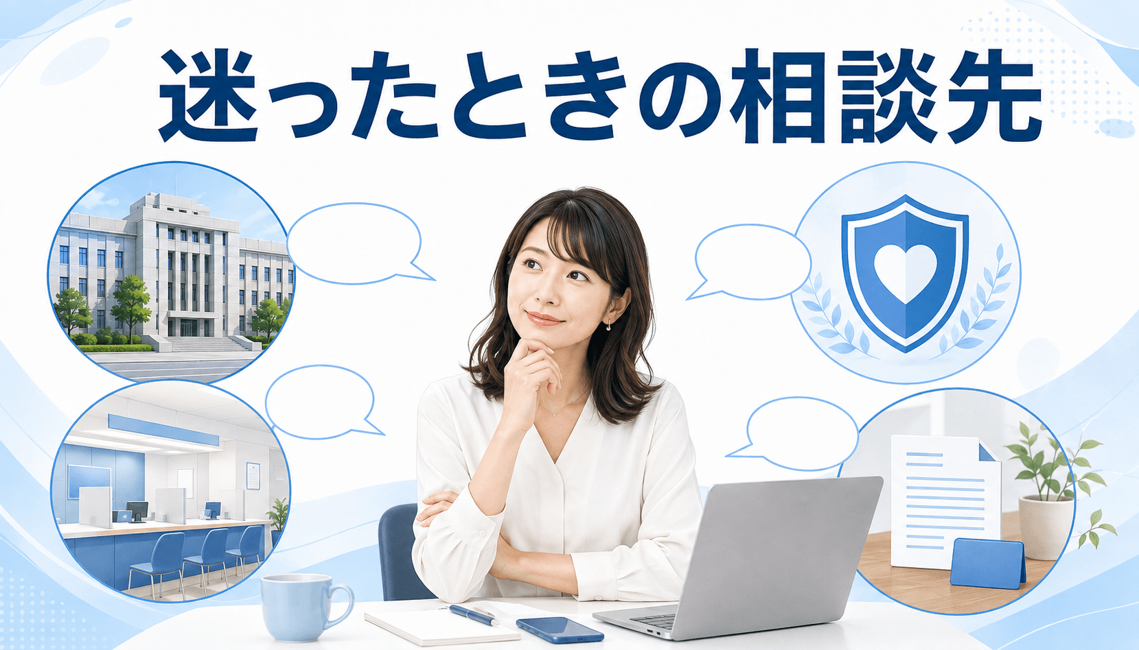 税務署や自治体など確定申告について確認できる相談先を検討する女性