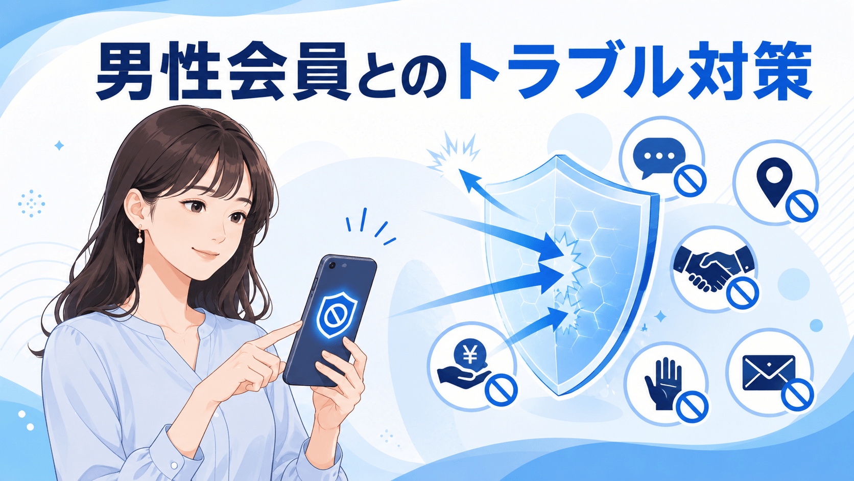 男性会員との連絡先交換や面会などのトラブルを防ぐ女性