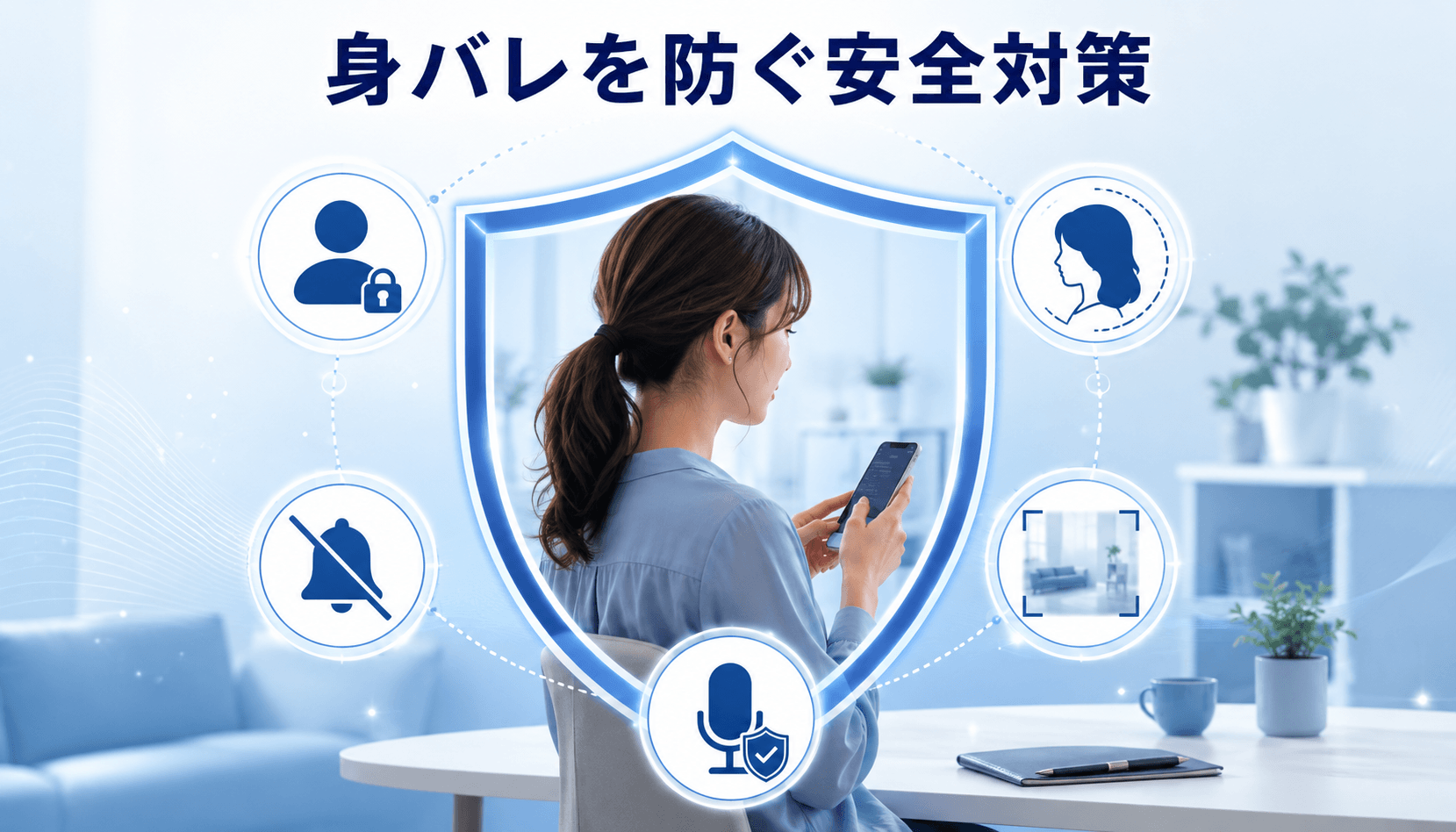 顔出しなしで働く際の身バレ対策を確認する女性