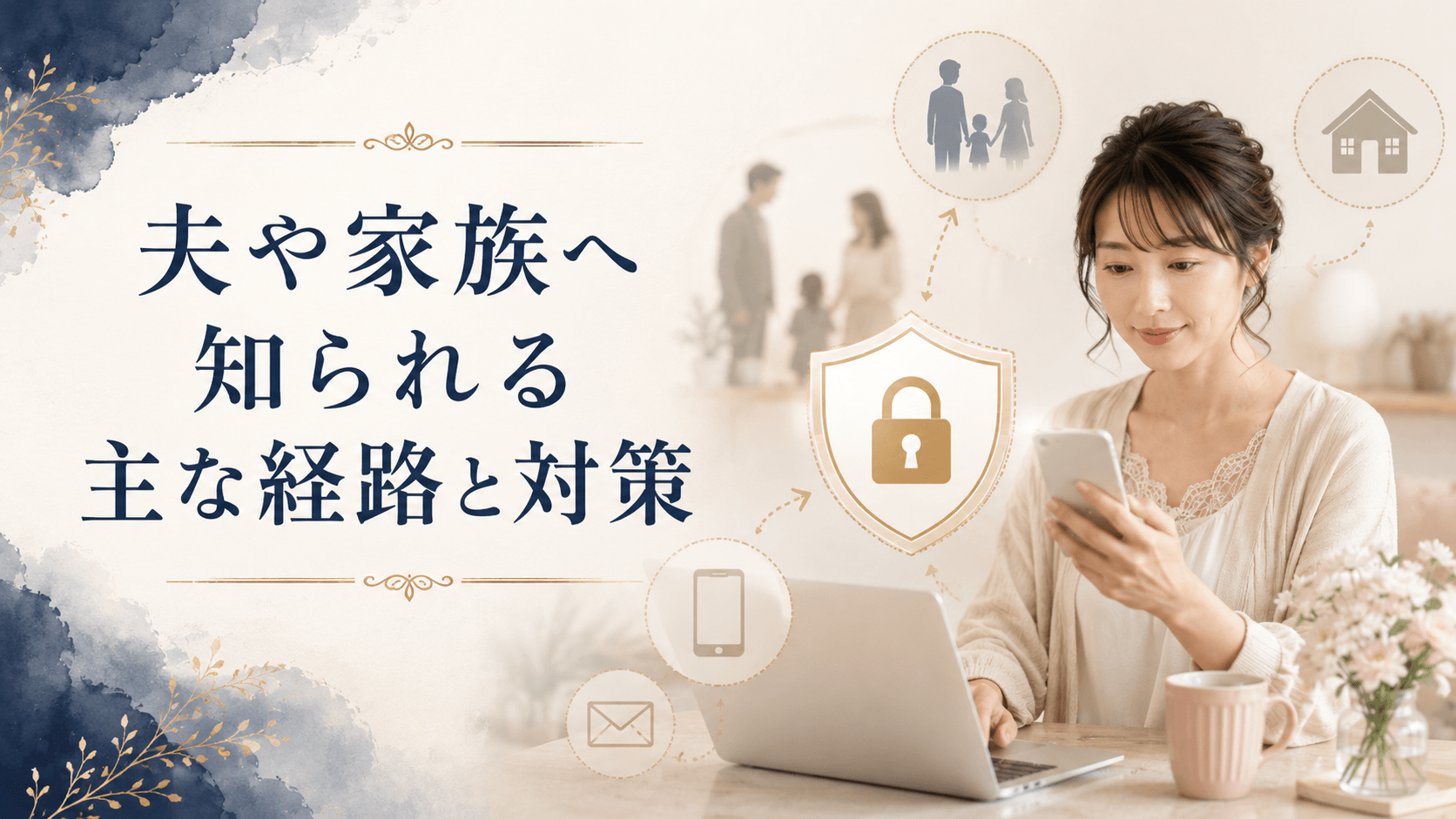 主婦が家族バレの経路と対策を確認しているイメージ