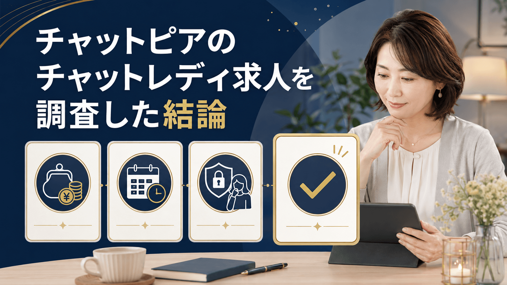 チャットピアのチャットレディ求人を調査した結論を確認する女性