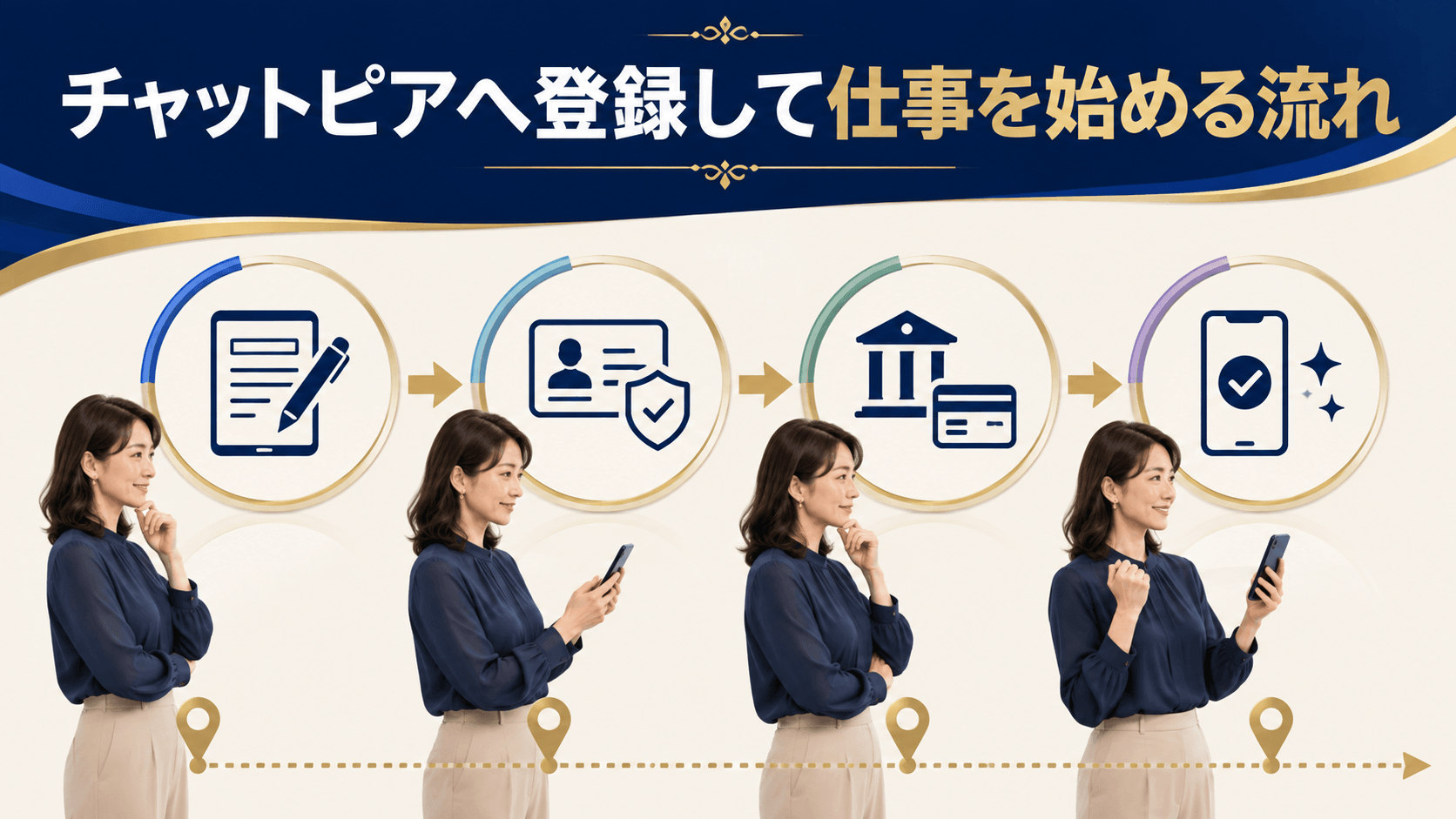 チャットピアへの仮登録から仕事を始めるまでの流れ