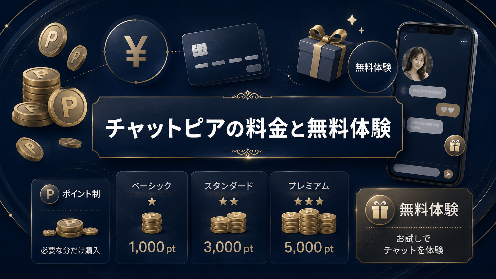 チャットピアのポイント料金とクレジットカード認証による無料体験