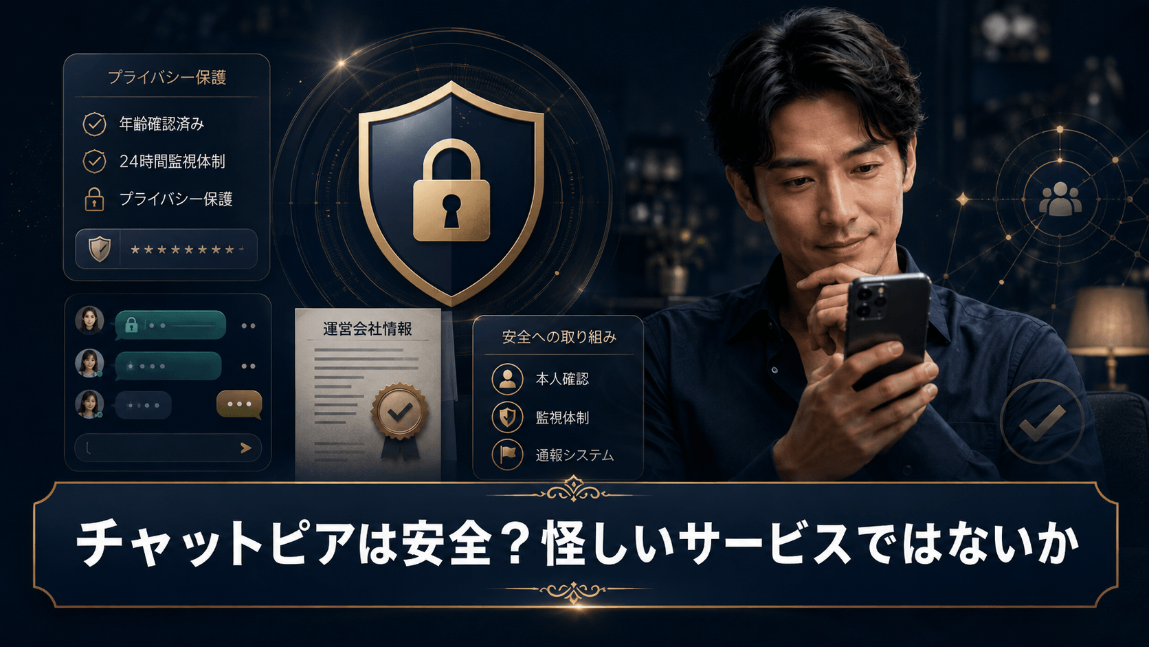 チャットピアの本人確認や監視体制、個人情報保護などの安全対策