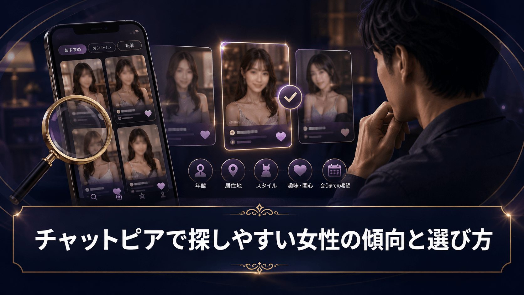 チャットピアでプロフィールや待機映像から女性を選ぶ男性