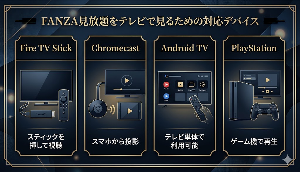 FANZA見放題をテレビで見るための対応デバイス