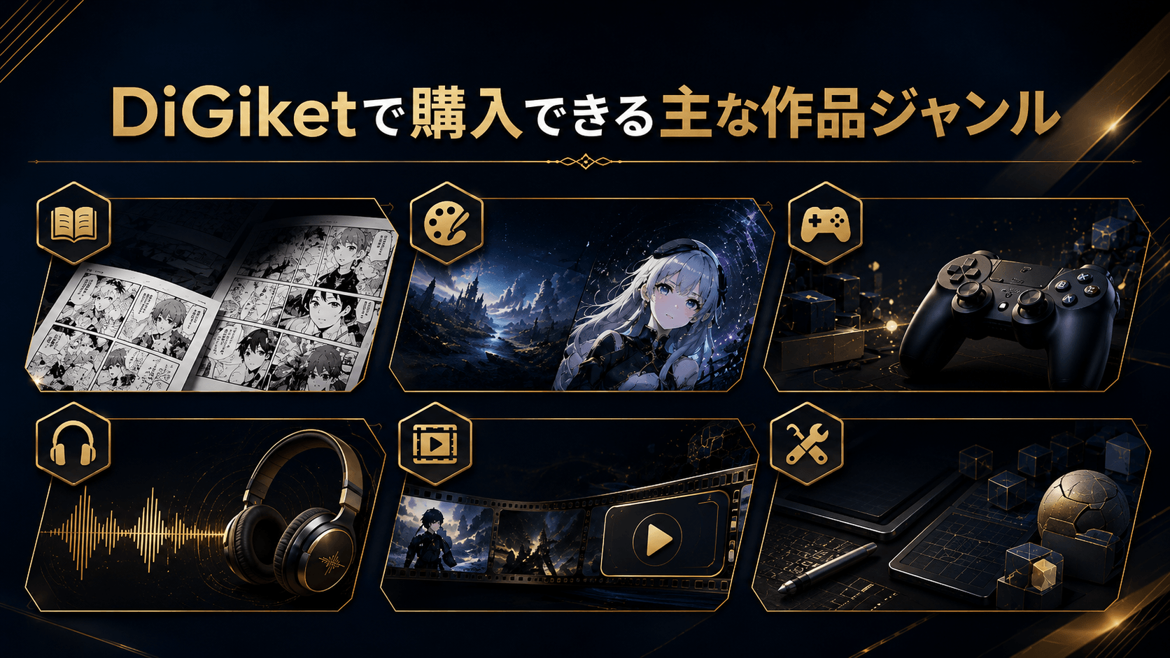 DiGiketで購入できるコミック・ゲーム・音声などの主な作品ジャンル