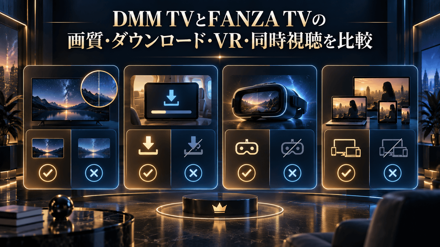 DMM TVとFANZA TVの画質・ダウンロード・VR・同時視聴を比較