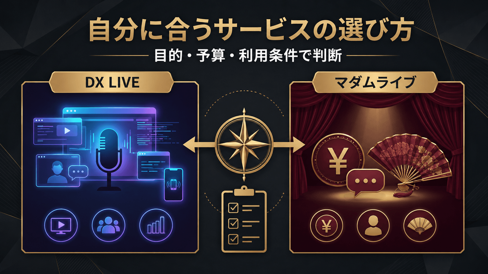 目的・予算・利用条件で選ぶマダムライブとDX LIVE