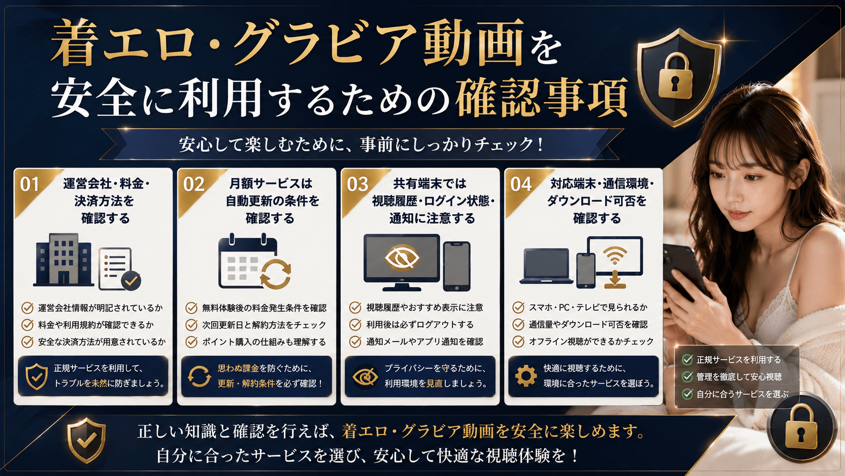 着エロ・グラビア動画を安全に利用するための確認事項