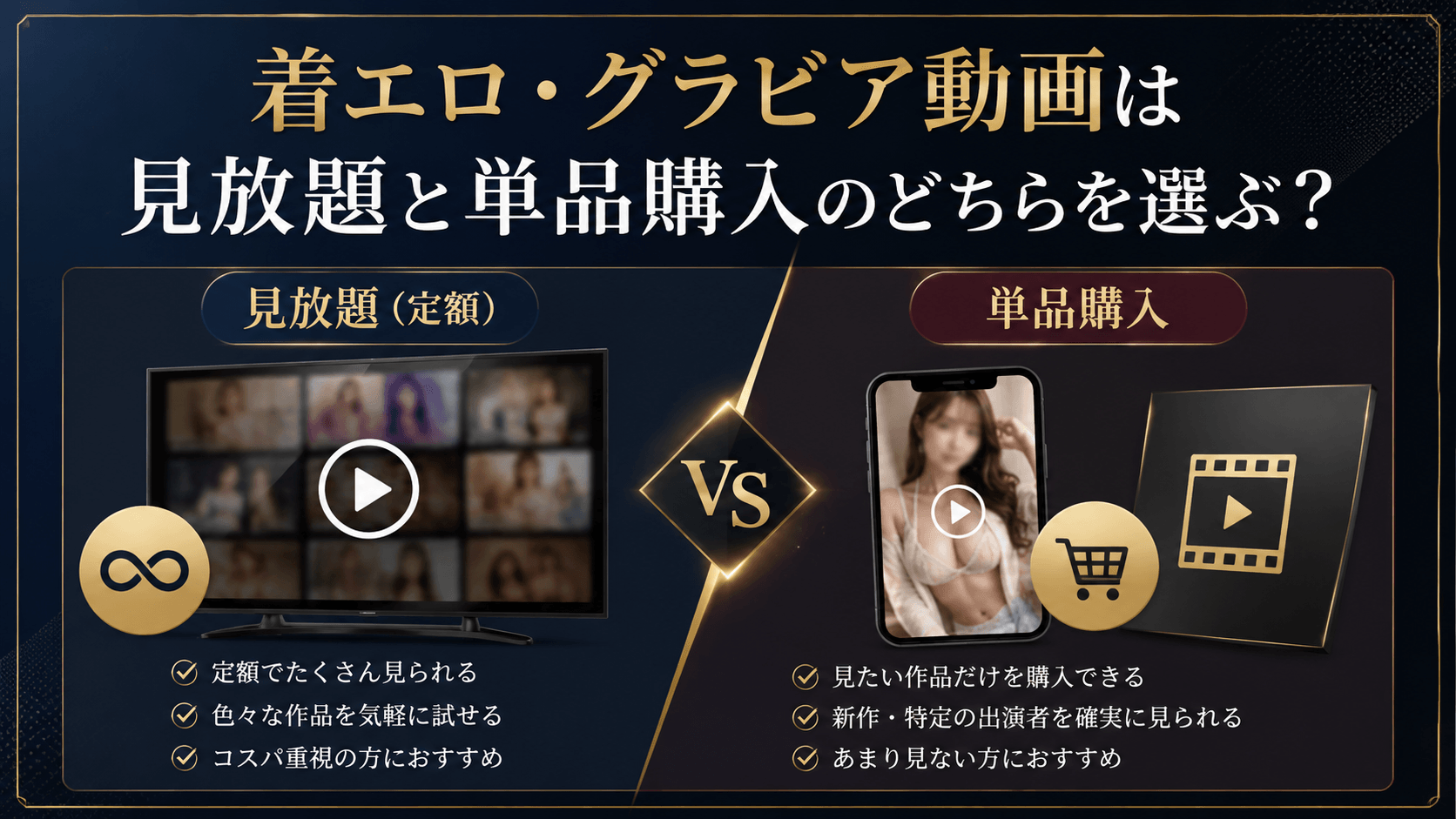着エロ・グラビア動画の見放題と単品購入の違いを比較
