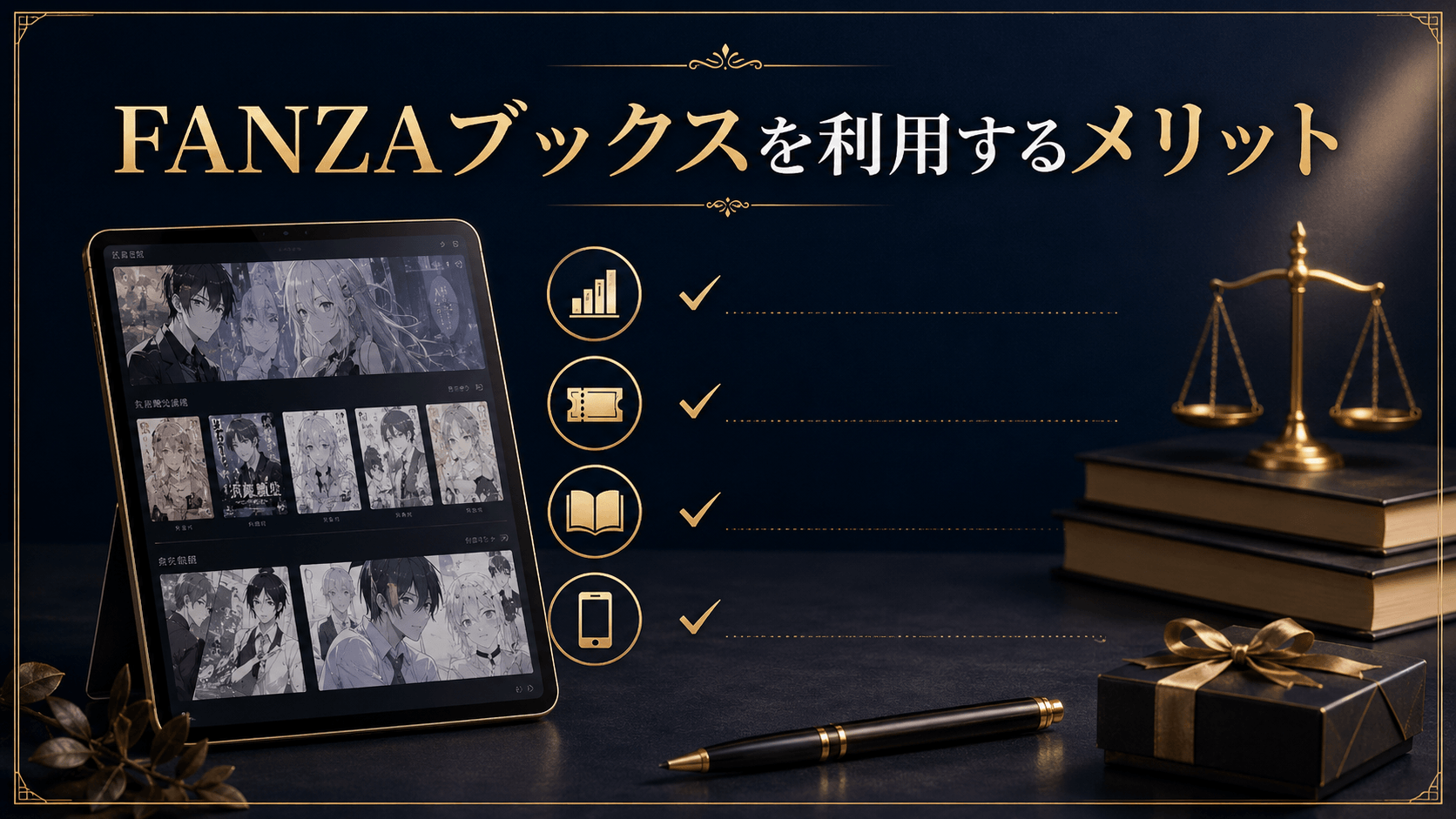 FANZAブックスを利用するメリットをまとめたイメージ画像
