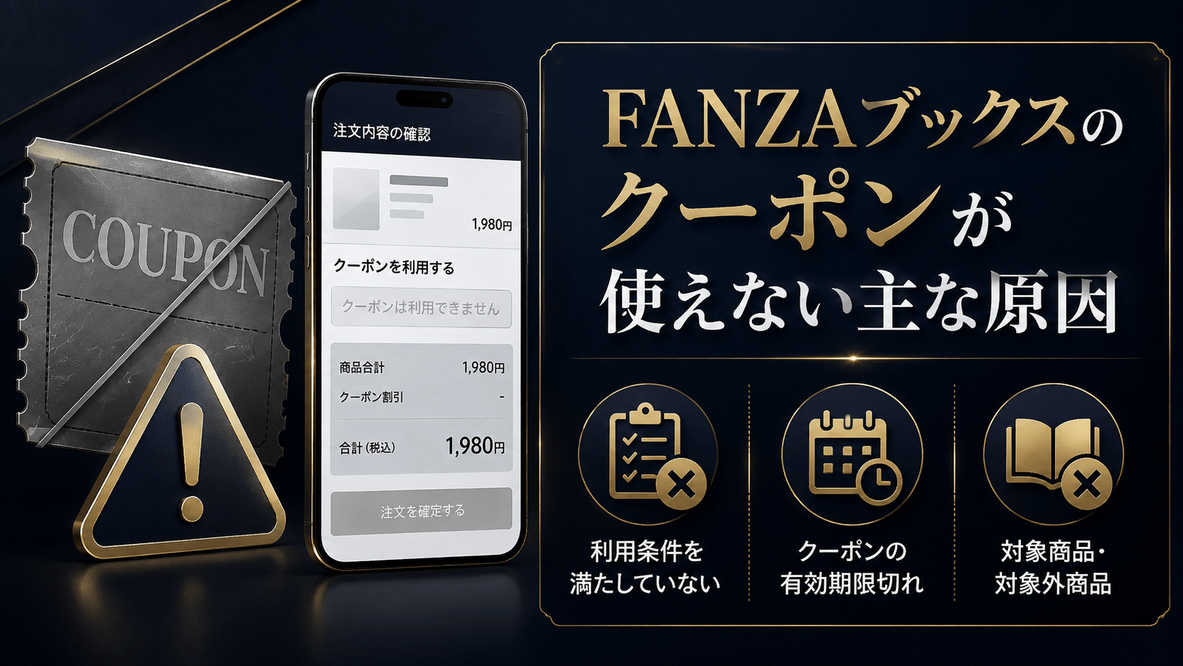 FANZAブックスのクーポンが使えない主な原因