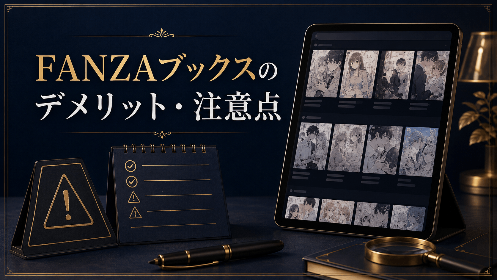 FANZAブックスのデメリットや注意点を解説するイメージ画像