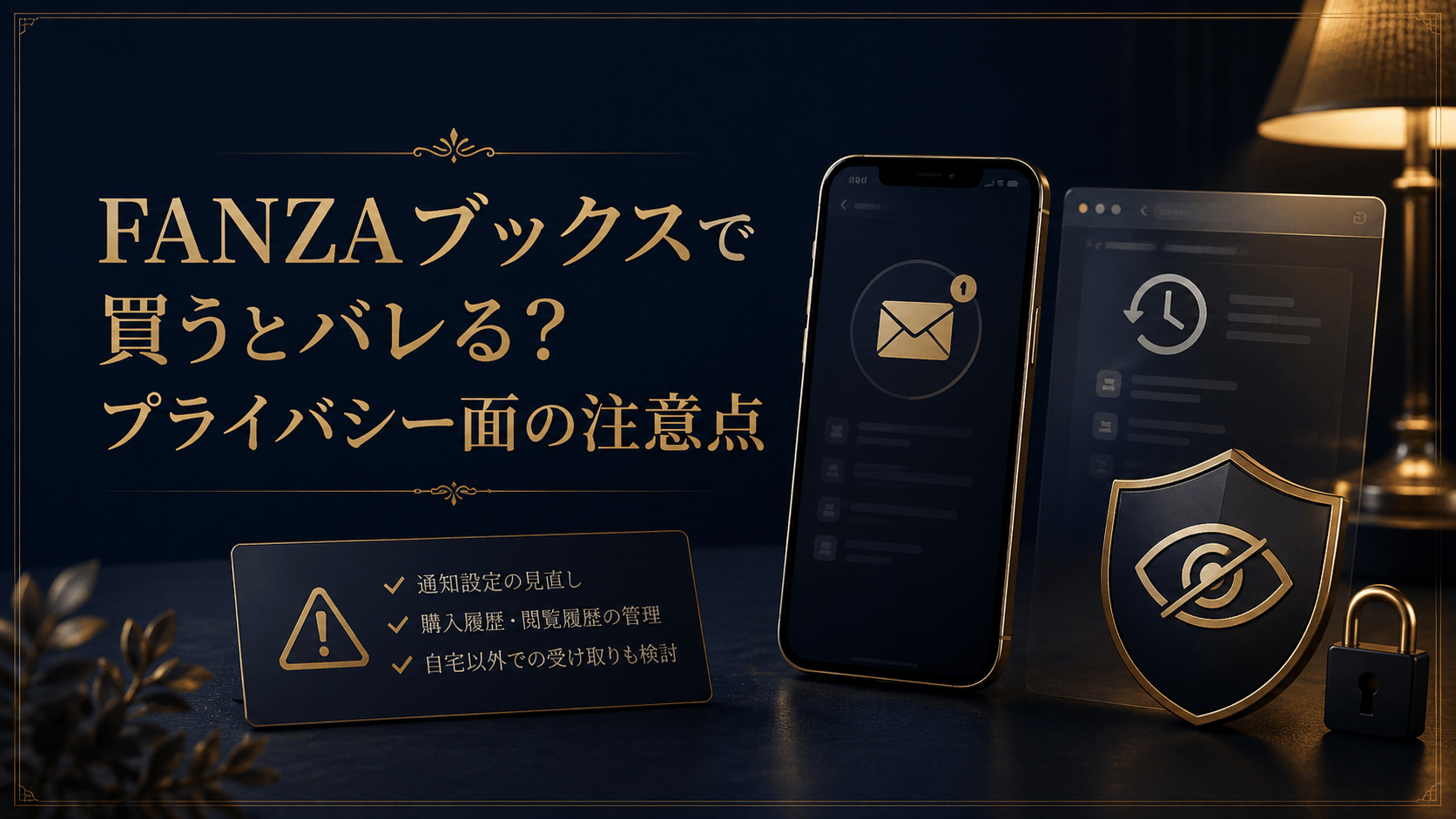 FANZAブックス利用時のプライバシー面の注意点を解説するイメージ画像