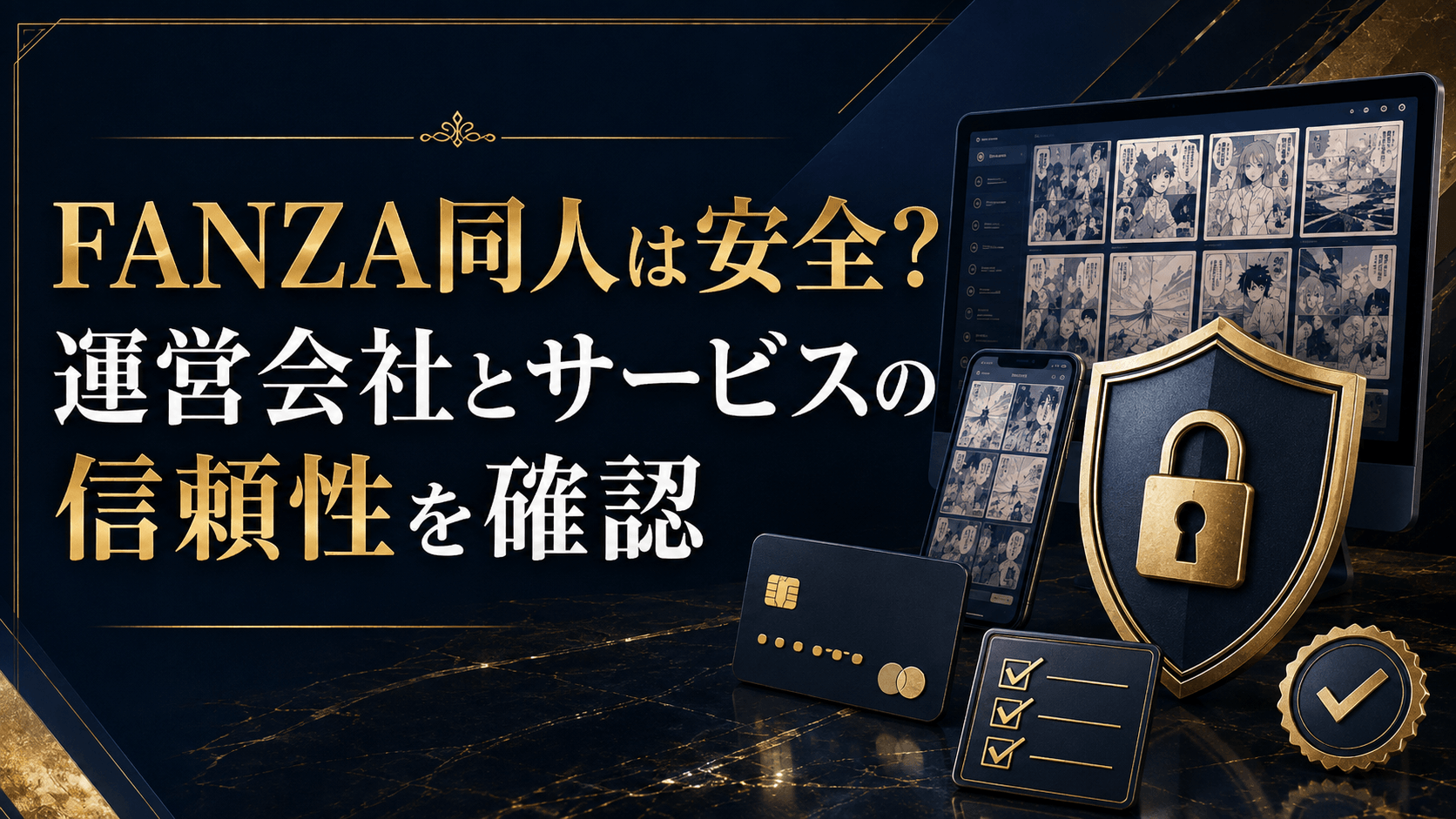 FANZA同人の安全性や運営会社、サービスの信頼性をセキュリティ面から確認する画像