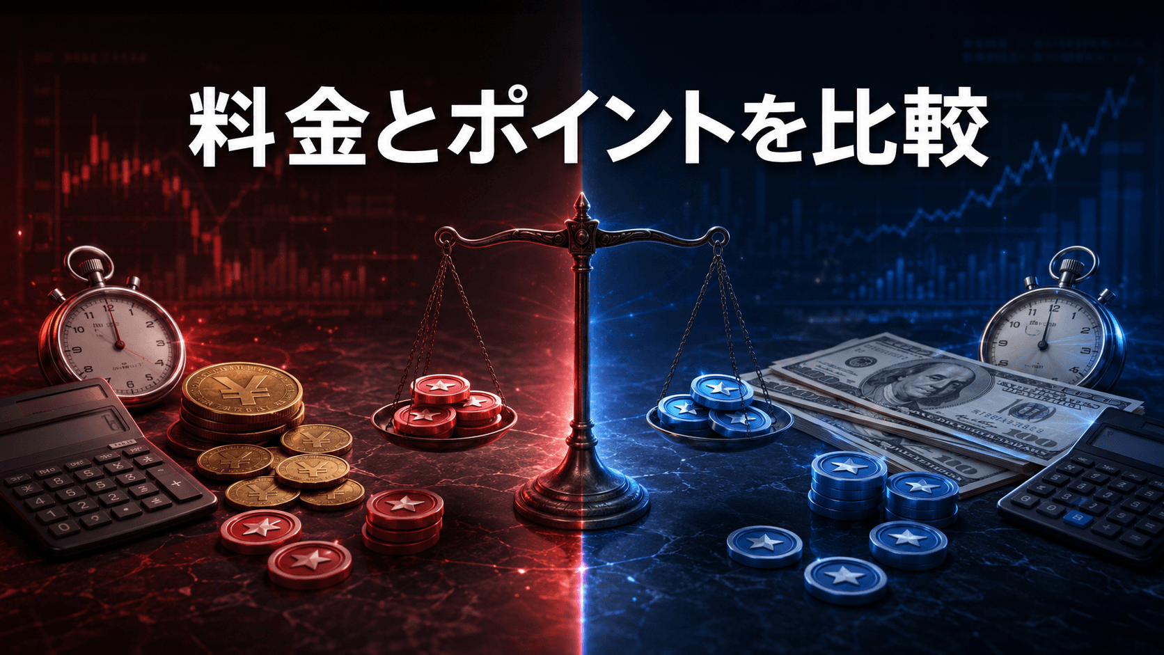 FANZAライブチャットとDXLIVEの料金とポイントを天秤で比較したイメージ