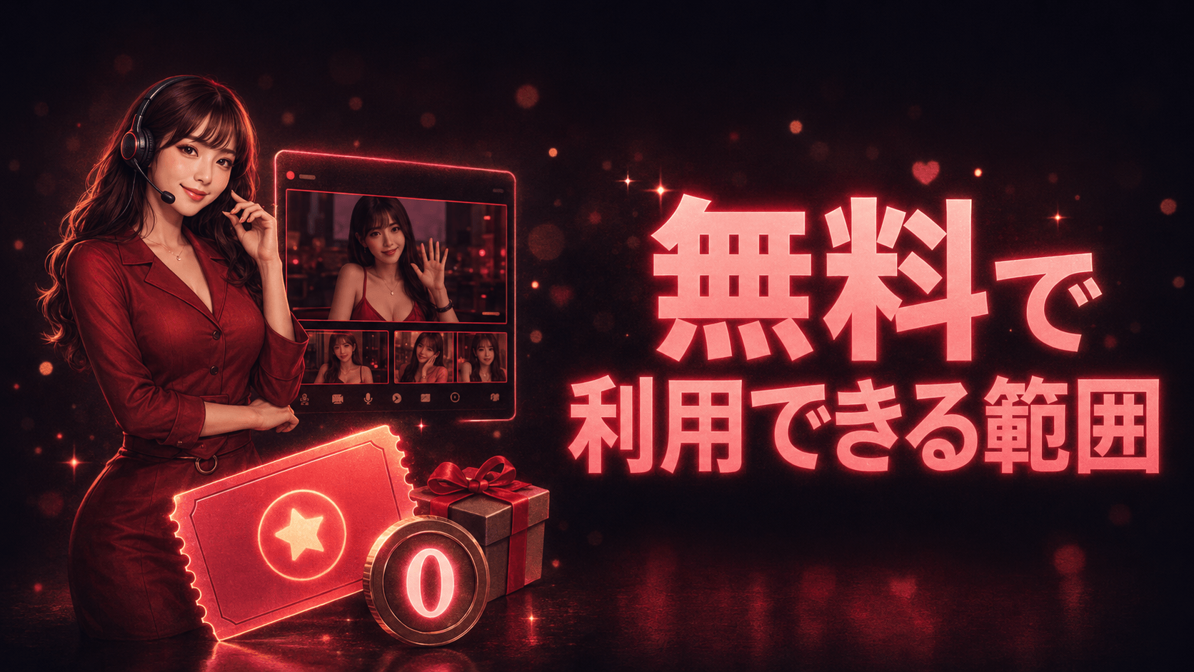FANZAライブチャットを無料で利用できる範囲をクーポンや待機視聴画面で表した画像
