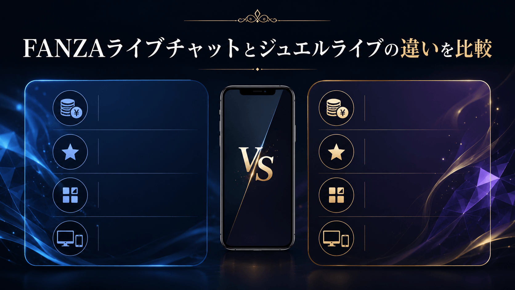 FANZAライブチャットとジュエルライブの主な違いを比較した図解