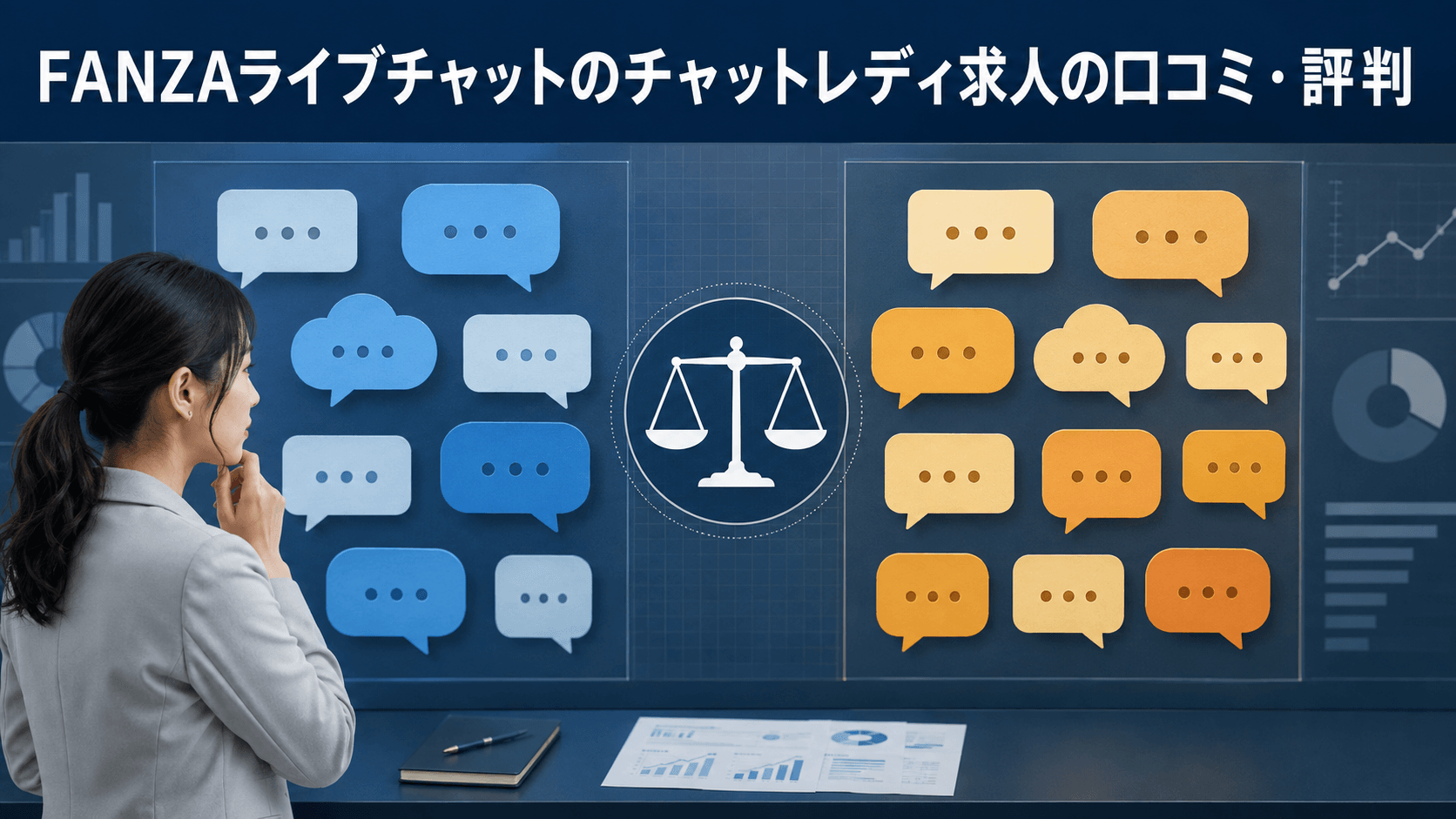 FANZAライブチャットのチャットレディ求人の評判や口コミを確認する女性