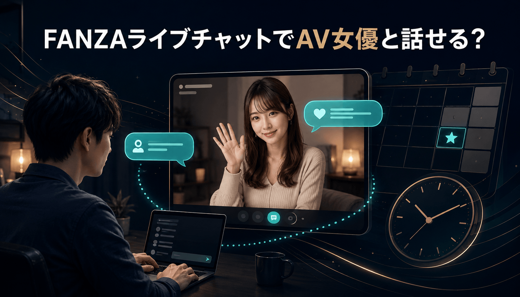 FANZAライブチャットのAV女優イベントでリアルタイム交流する様子