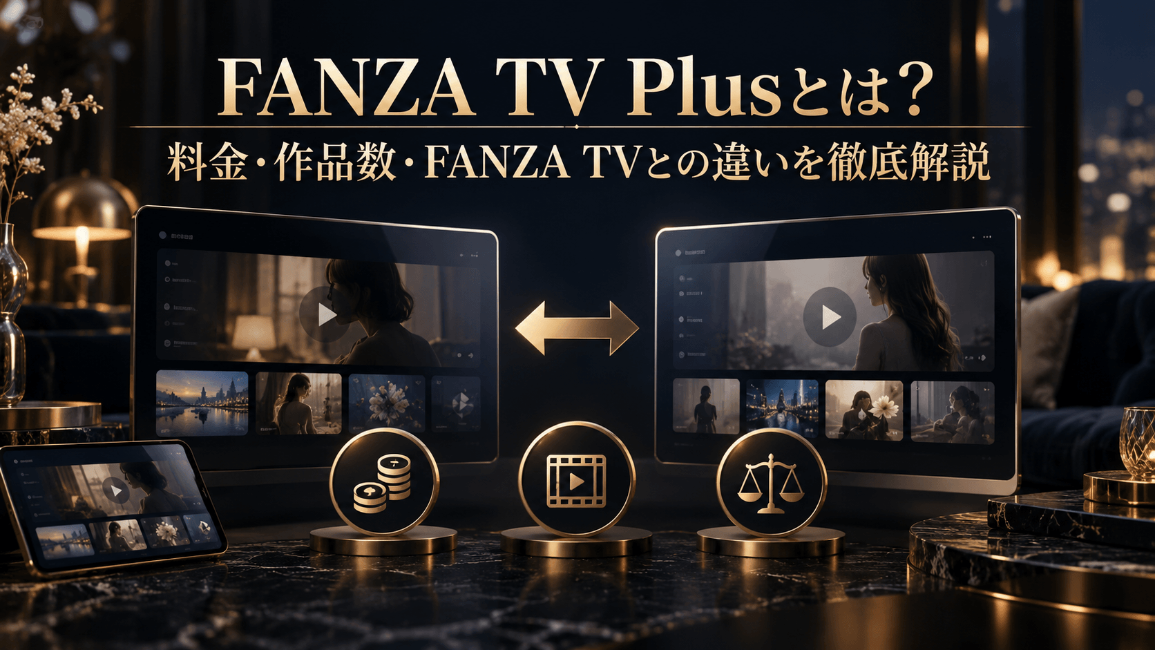 FANZA TV Plusの料金・作品数・FANZA TVとの違いを解説する記事のアイキャッチ画像