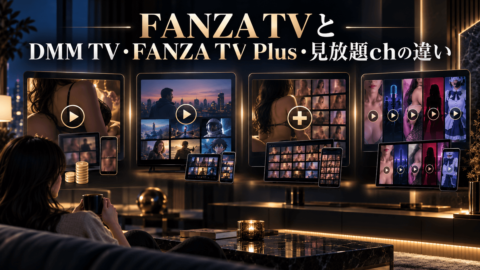 FANZA TVとDMM TV・FANZA TV Plus・見放題chの違い