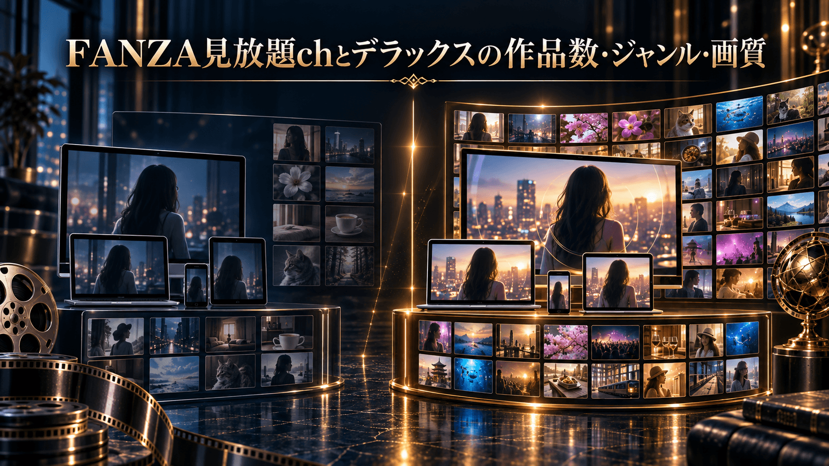 FANZA見放題chとデラックスの作品数・ジャンル・画質を比較