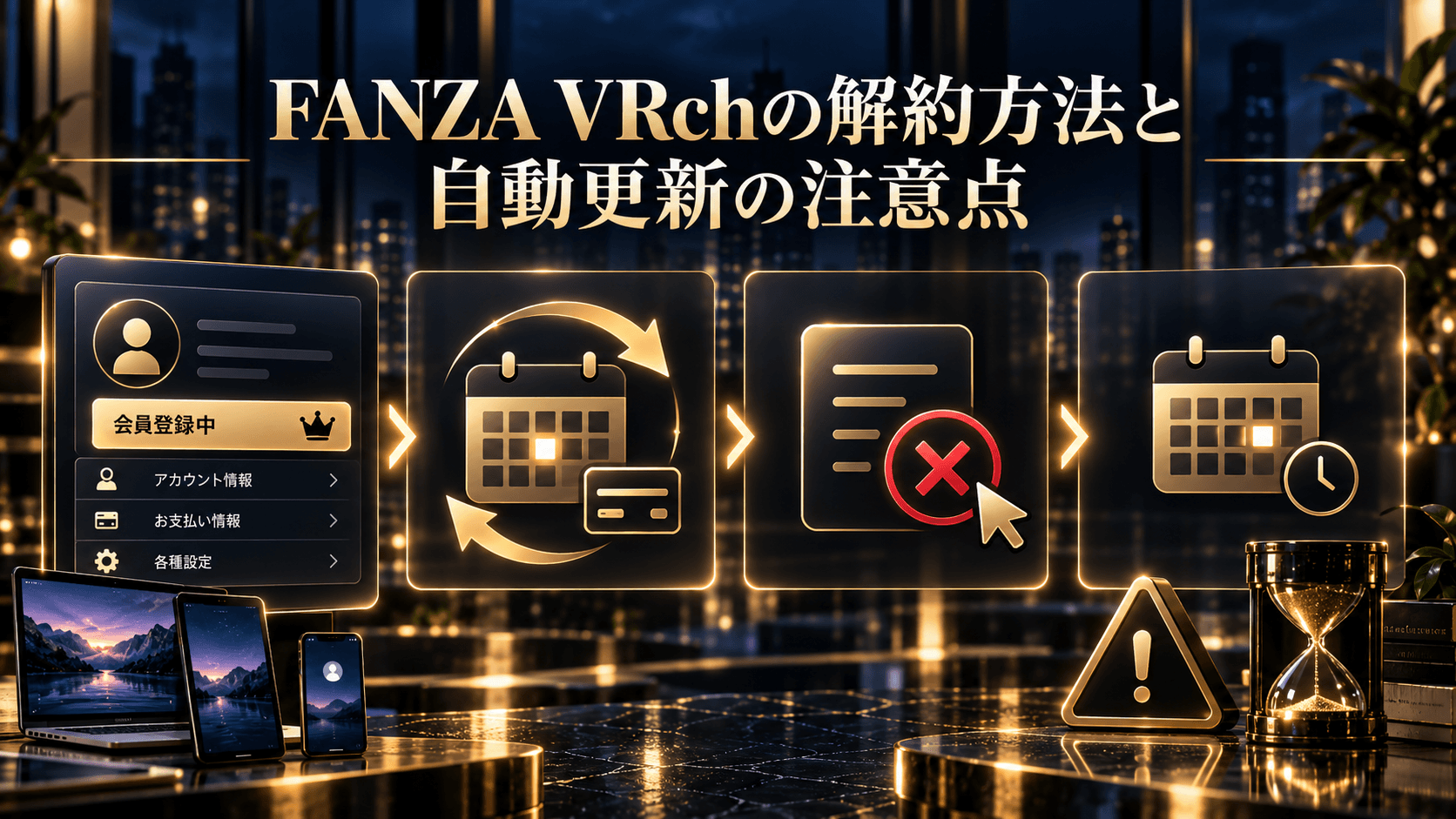 FANZA VRchの解約方法と自動更新の注意点