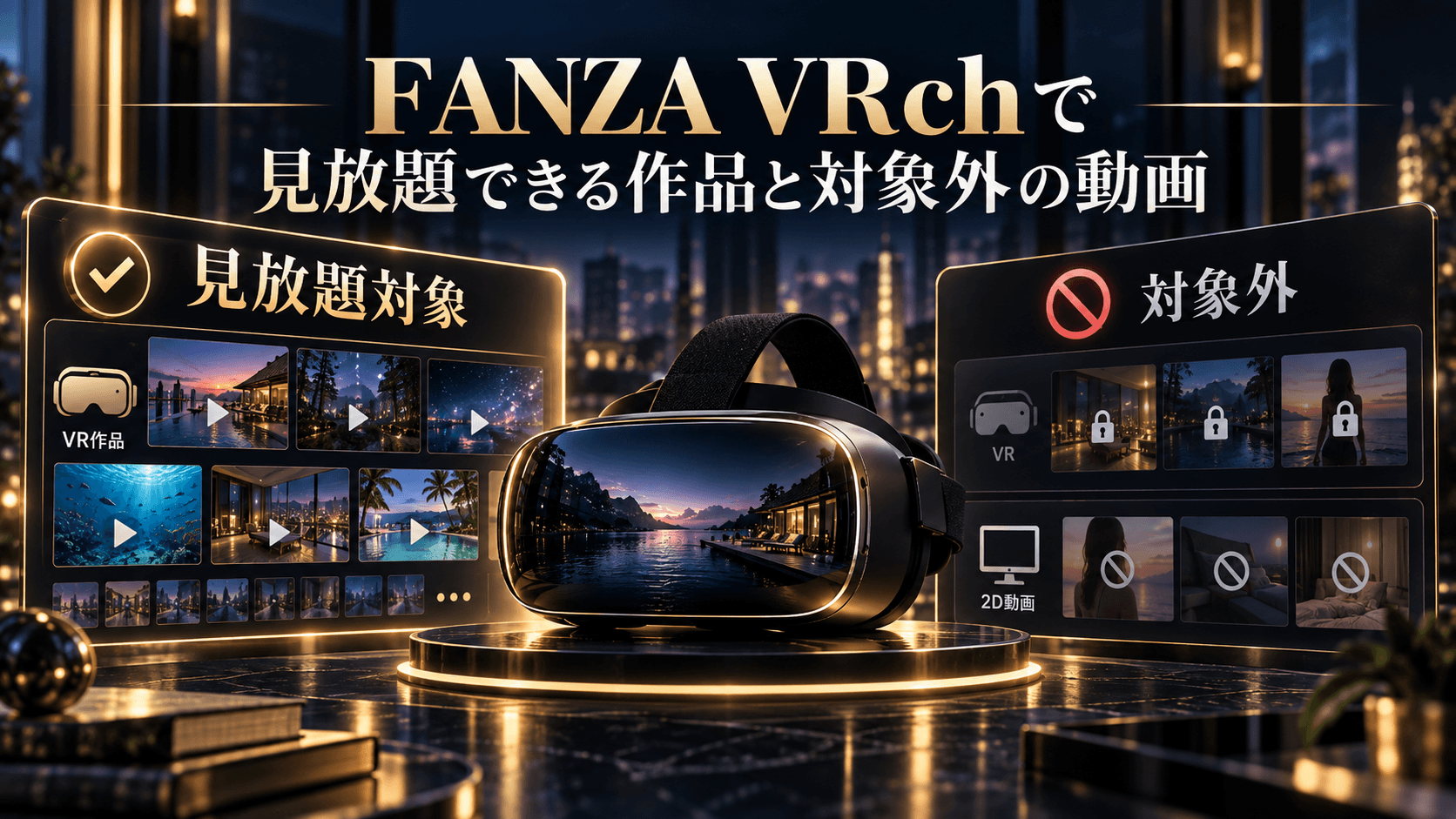 FANZA VRchで見放題できる作品と対象外の動画