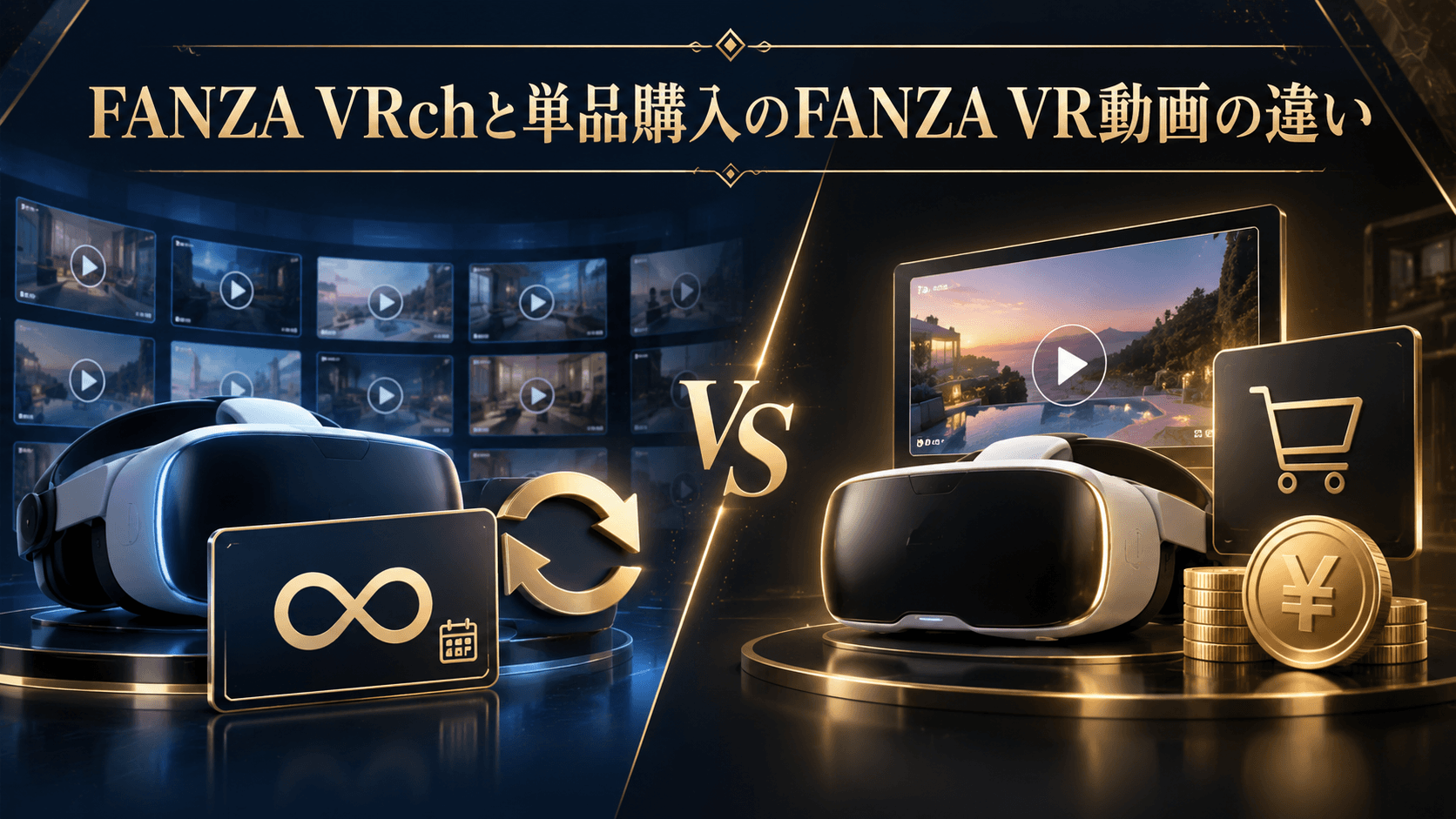 FANZA VRchと単品購入のFANZA VR動画の違い