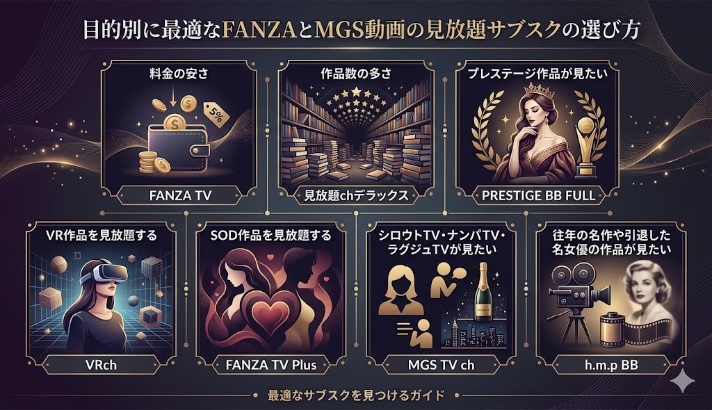 目的別に最適なFANZAとMGS動画の見放題サブスクの選び方