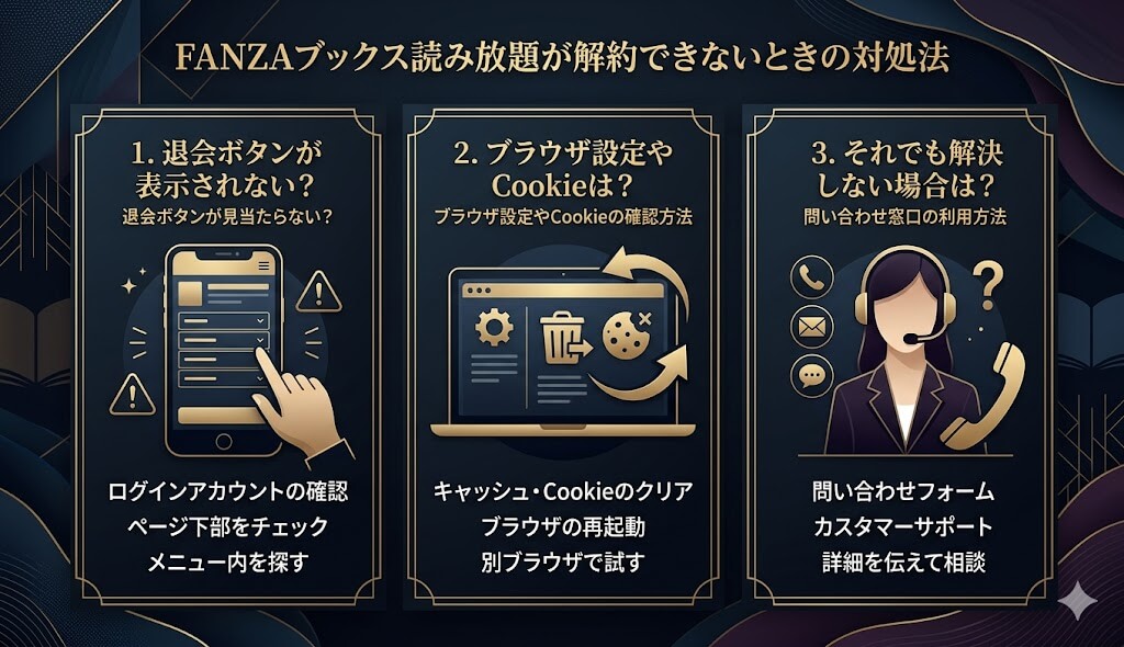 FANZAブックス読み放題が解約できないときの対処法