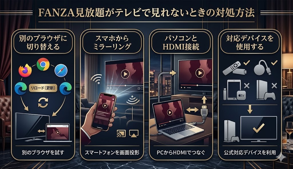 FANZA見放題がテレビで見れないときの対処方法