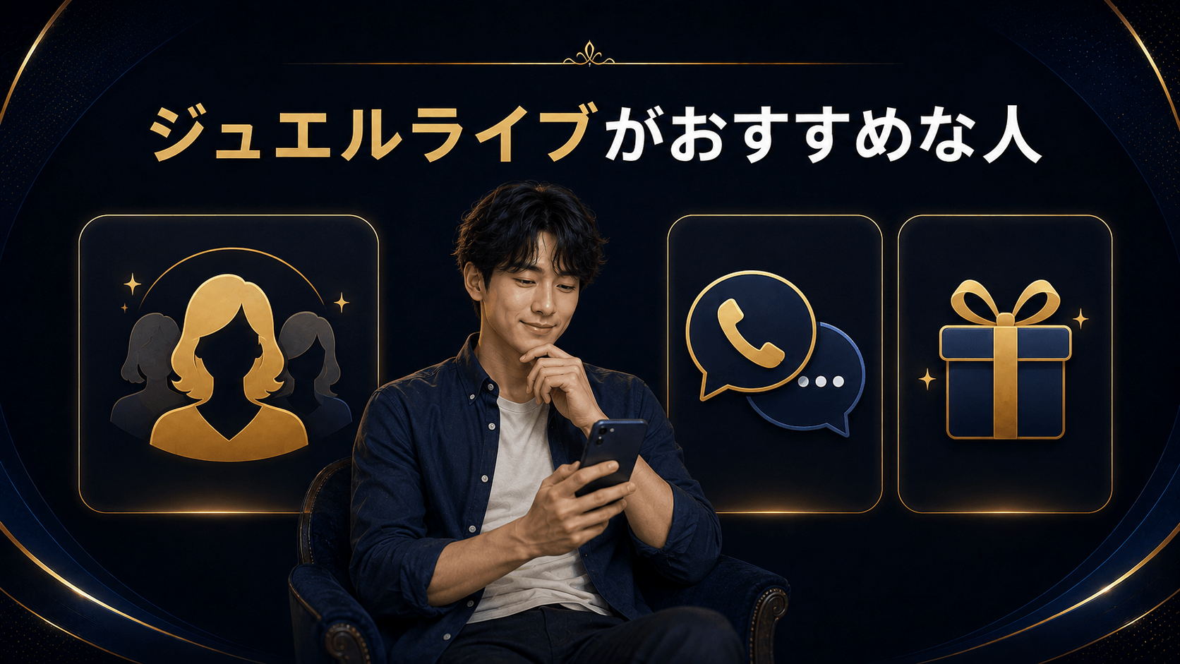 幅広い女性やダイレクトチャットを重視する男性のイメージ