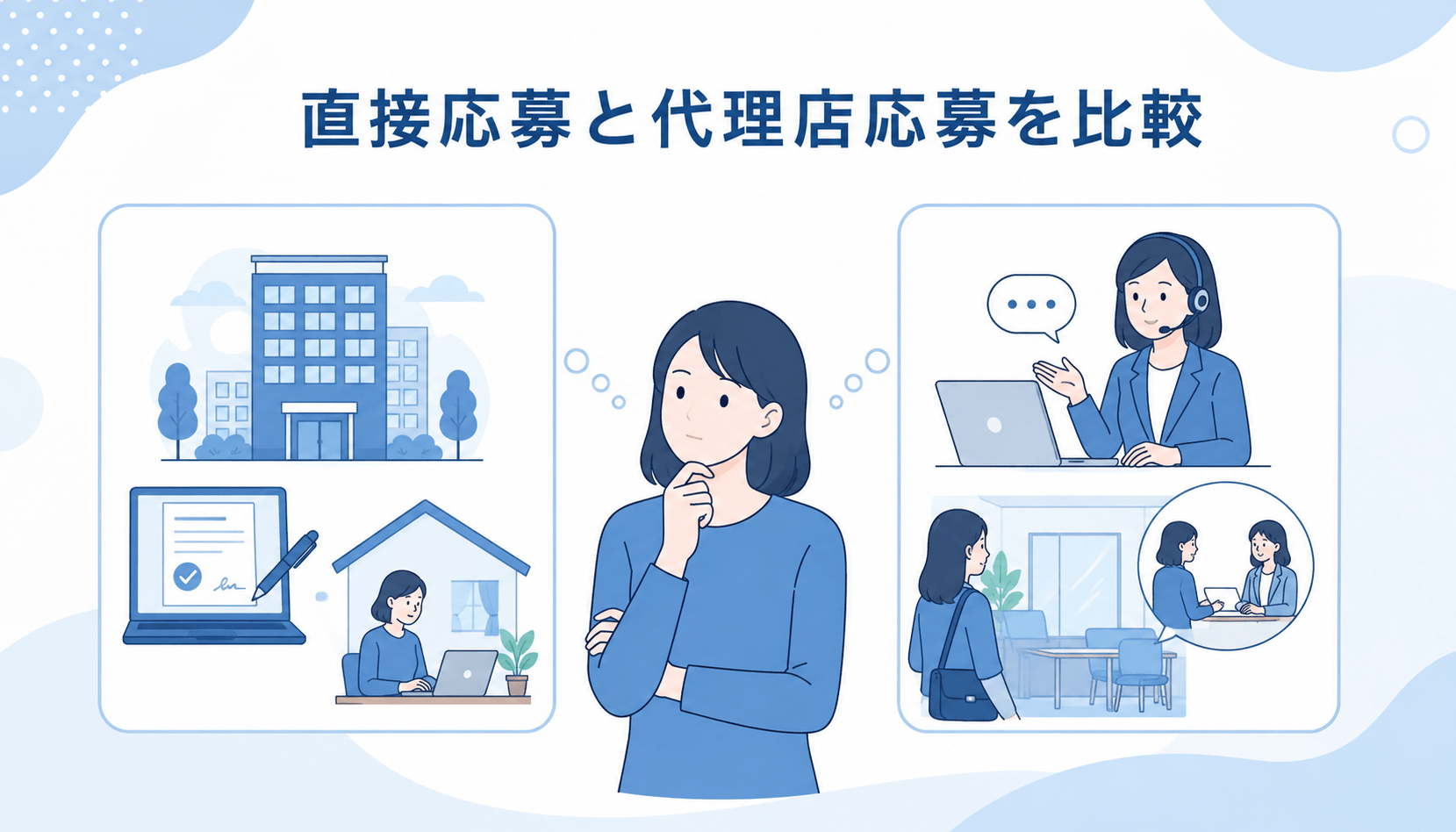 ライブでゴーゴーの直接応募と代理店応募を比較する女性